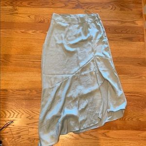 Baby blue silk skirt with slit